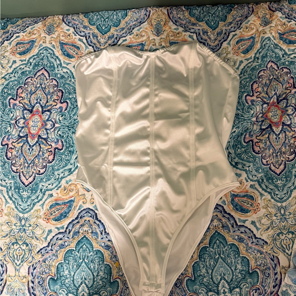 SHEIN White Bodysuit Iridescent One Piece